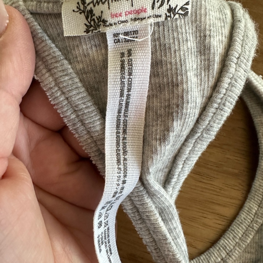 Free People Gray Ribbed Bodysuit with Racerback - Picture 3 of 3